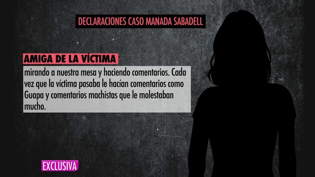 Una amiga de la víctima de 'La Manada de Sabadell': "Me llegó a decir que la querían violar"
