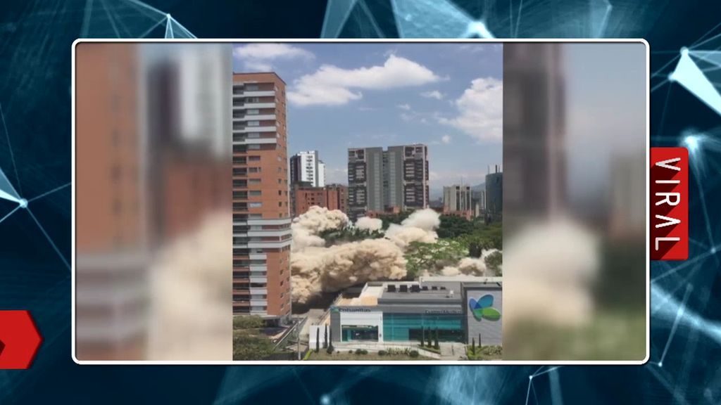 Una figura aparece en el edificio donde vivió Pablo Escobar con su familia antes de ser demolido