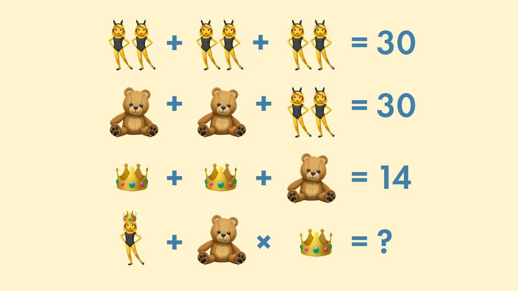 Test matemático visual que poca gente acierta: calcula cuánto suma la última línea de emojis