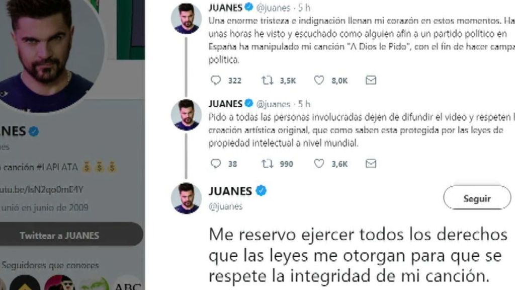 "A VOX le pido que el gobierno sea de VOX": la reinterpretación del tema de Juanes que indigna al cantante