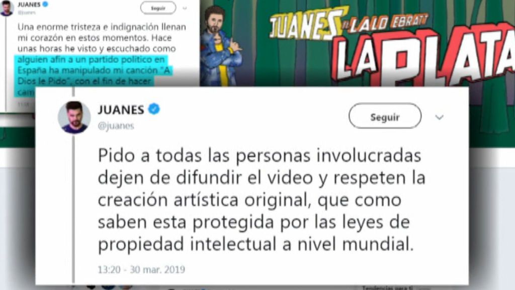 El cantante Juanes, indignado con Vox por una versión de su tema 'A Dios le pido'