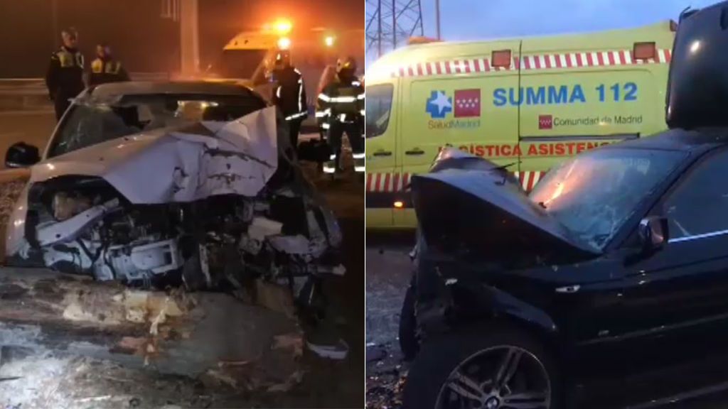 Dos accidentes de tráfico dejan un fallecido y cuatro heridos graves en Madrid
