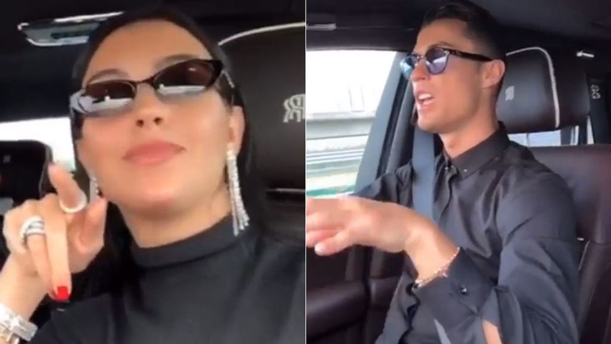 Cristiano Ronaldo, su hijo y Georgina, se lo pasan en grande cantando en el coche