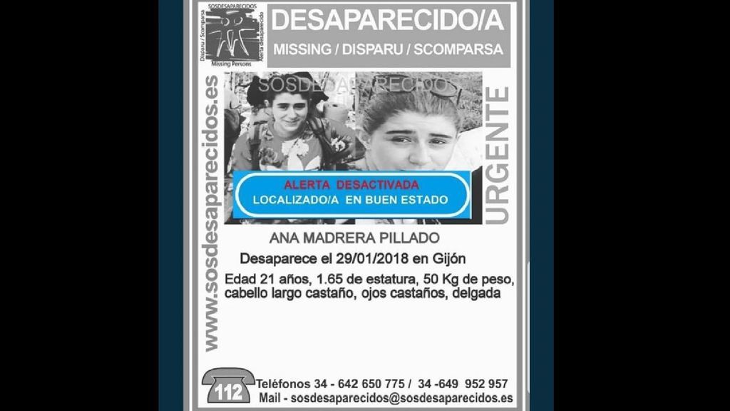 Encontrada en buen estado la joven asturiana desaparecida durante un viaje con Europa Encontrada en buen estado la joven asturiana desaparecida durante un viaje con Europa