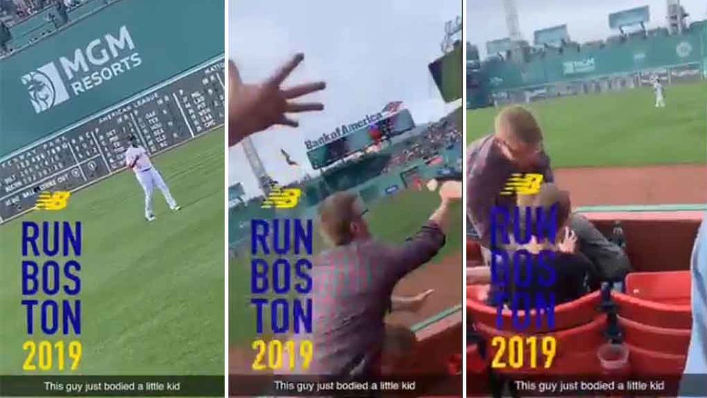 El terrible 'placaje' de un adulto a un niño pequeño para atrapar la bola de un jugador de baseball El terrible 'placaje' de un adulto a un niño pequeño para atrapar la bola de un jugador de baseball