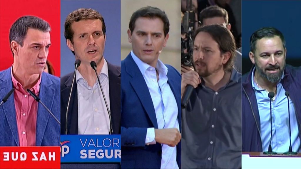 PP, PSOE, Ciudadanos, Unidas Podemos y Vox afrontan los últimos cinco días de campaña