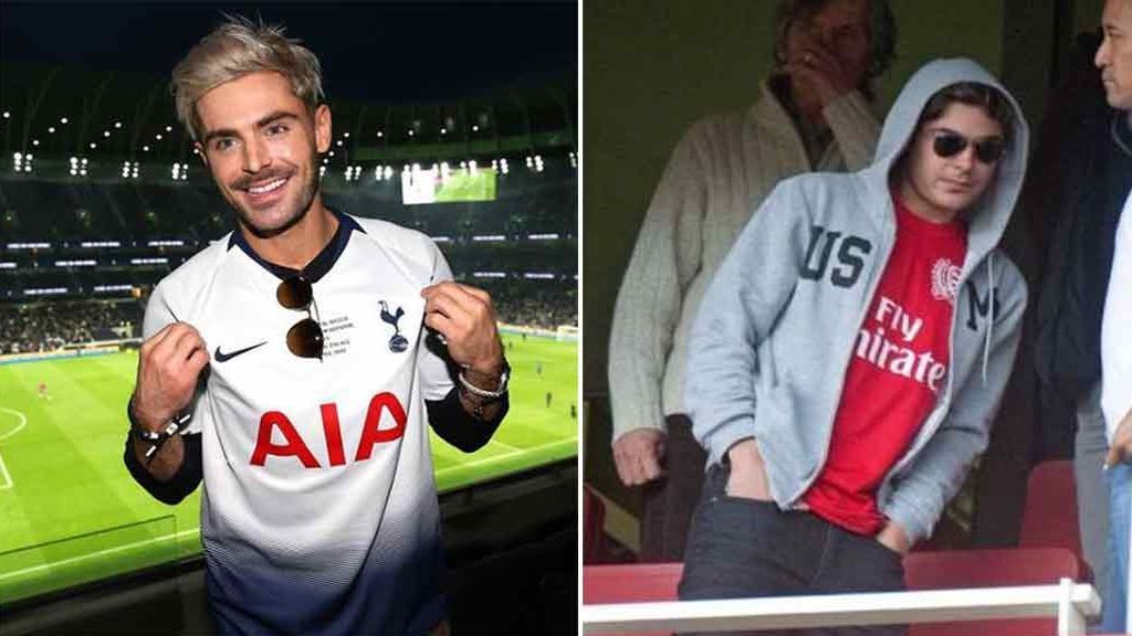 Zac Efron indigna a la afición del Arsenal tras posar con la camiseta del Tottenham Zac Efron indigna a la afición del Arsenal tras posar con la camiseta del Tottenham