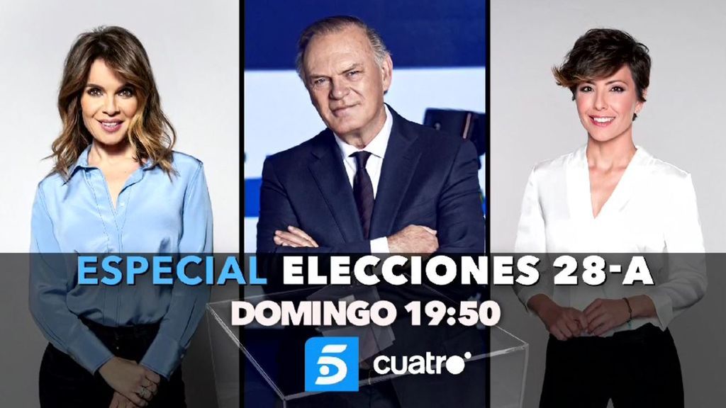 ‘Especial Elecciones 28-A’, en simulcast en Telecinco y Cuatro, con Pedro Piqueras