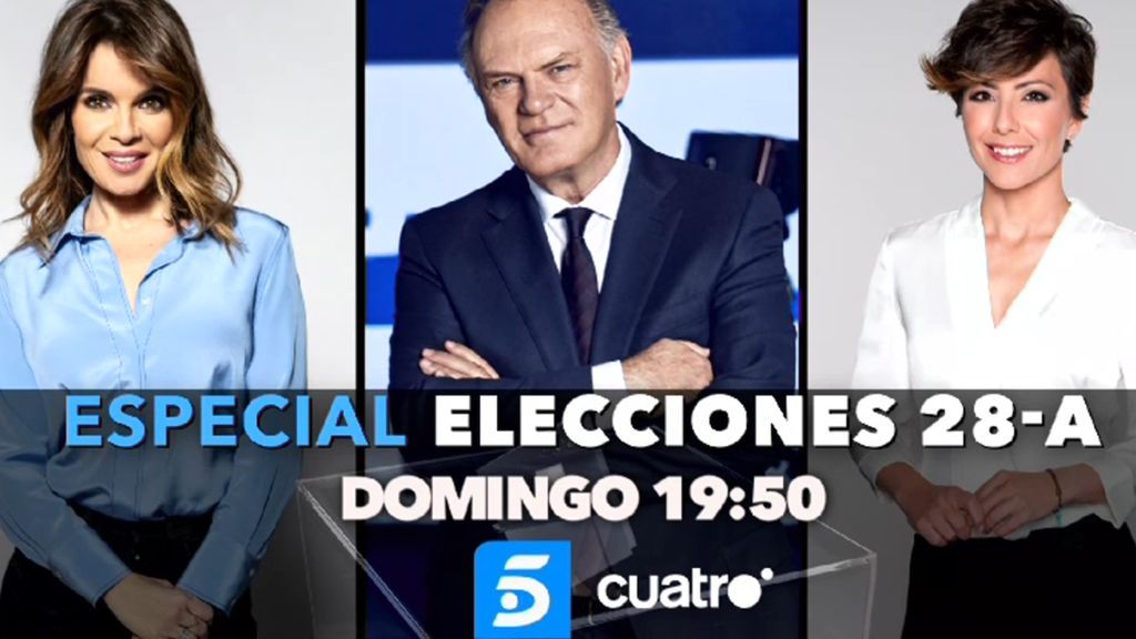 Especial Elecciones 28A a las 19:50 con Pedro Piqueras, Sonsoles Ónega y Carme Chaparro