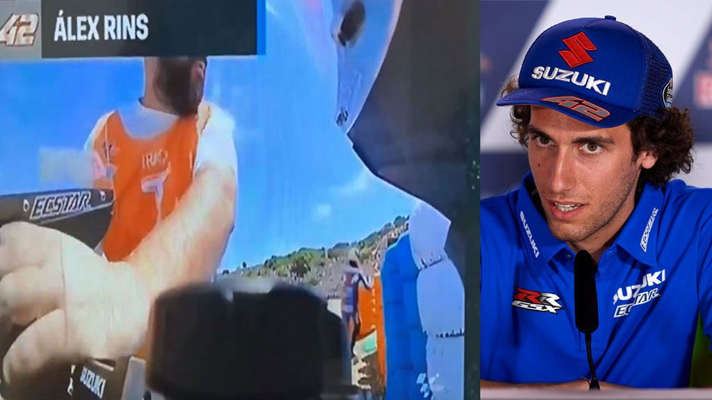 ¡Pillado! Un comisario de Jerez se lleva una pieza de la moto de Álex Rins en plena celebración