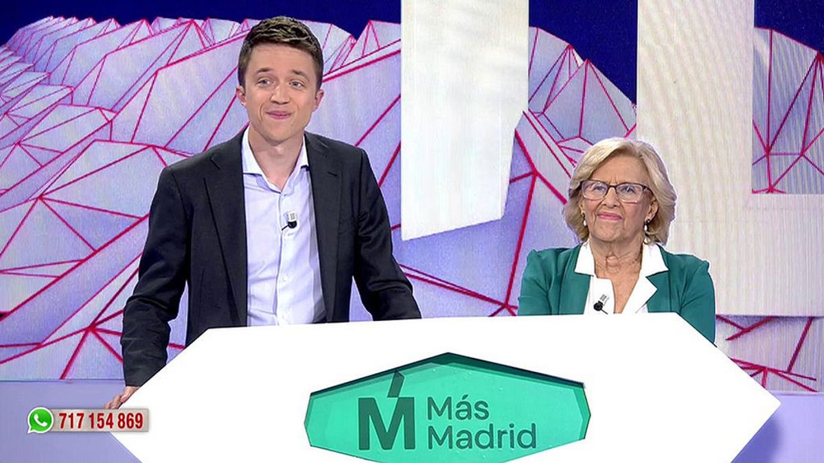 Manuela Carmena e Iñigo Errejón, de Más Madrid, se enfrentan al primer 'Entrebate' de la televisión