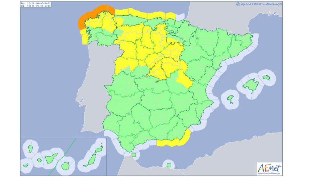 Avisos por viento y riesgo marítimo previstos para el miércoles