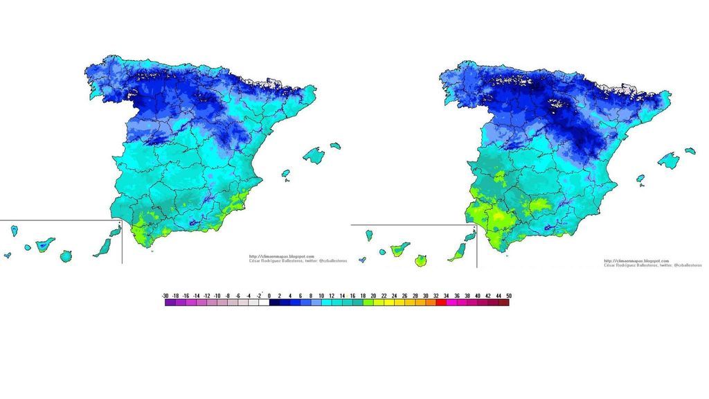 Temperaturas máximas previstas para el sábado y domingo, respectivamente