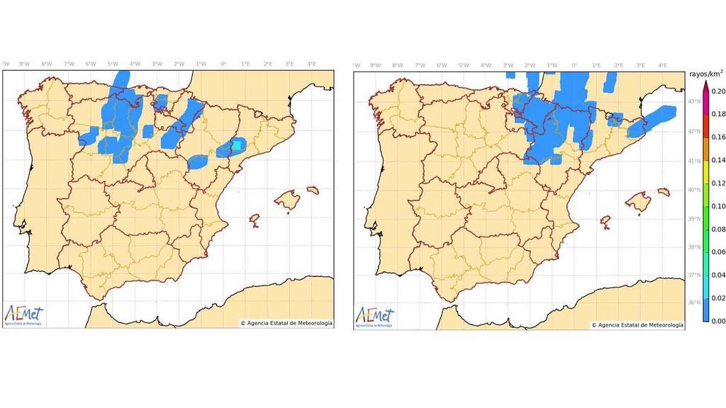 Descargas eléctricas previstas desde la noche del jueves y durante la madrugada del viernes