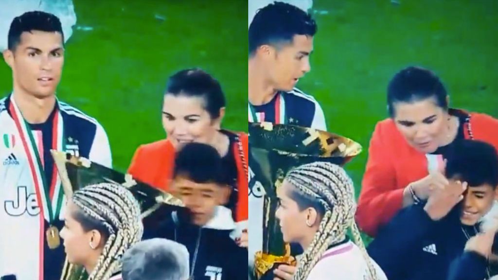 El 'blooper' de Cristiano al recibir el trofeo a mejor jugador de la liga italiana