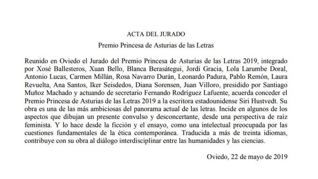 Acta del jurado