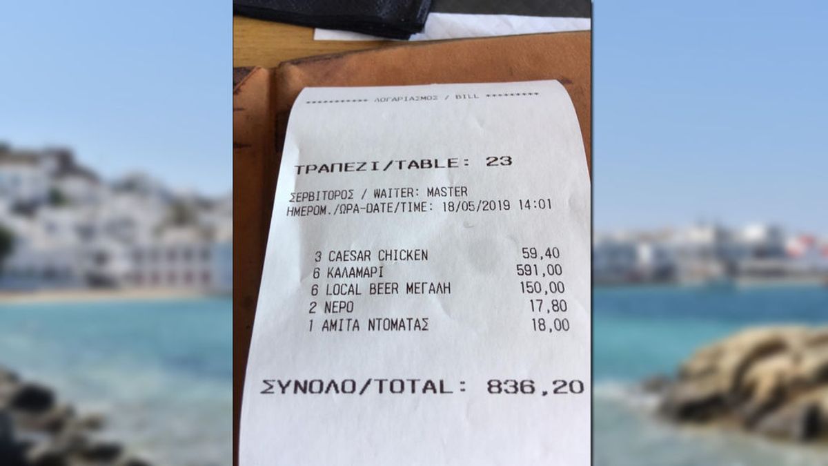 Seis platos de calamares y seis cervezas por 741€, la cuenta que dejó sin palabras a un turista en Miconos