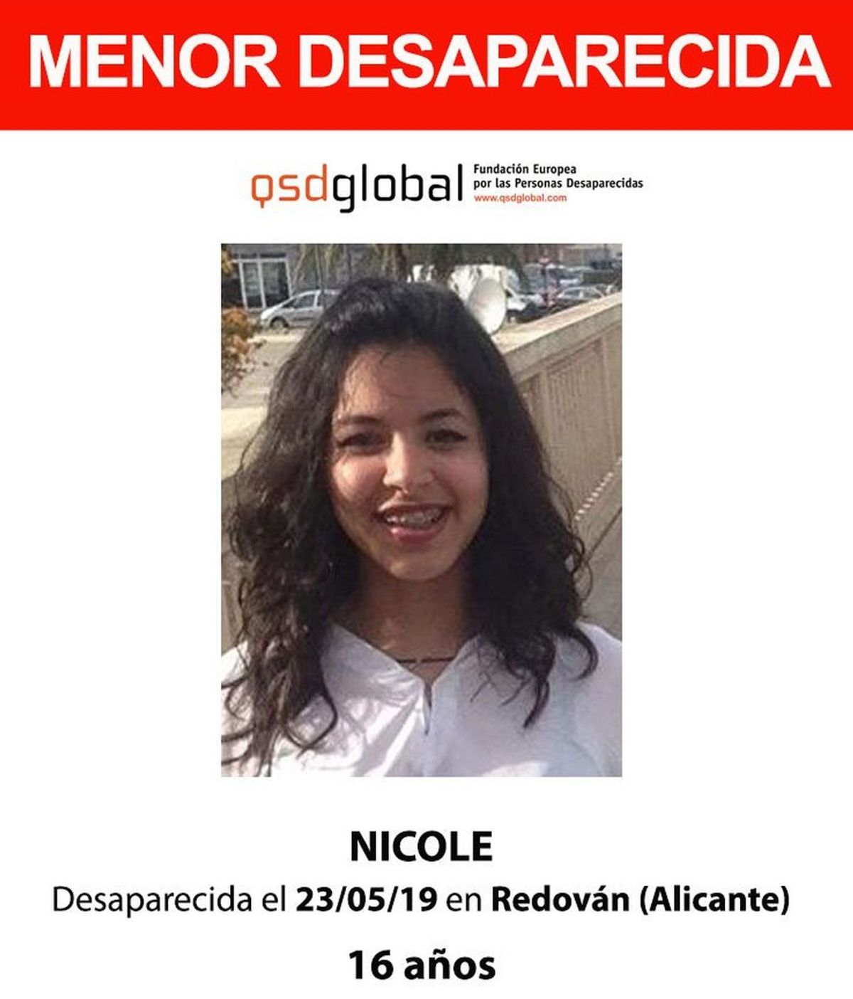 Buscan a Nicole, una menor de 16 años desaparecida en Alicante