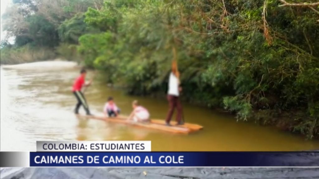 Caimanes camino al colegio: un grupo de estudiantes navega por un río en Colombia para llegar a la escuela