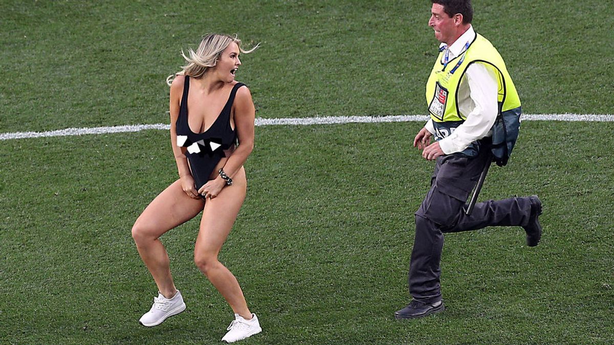 La espontánea de la final de Champions ya fue viral por correr semidesnuda en una cinta