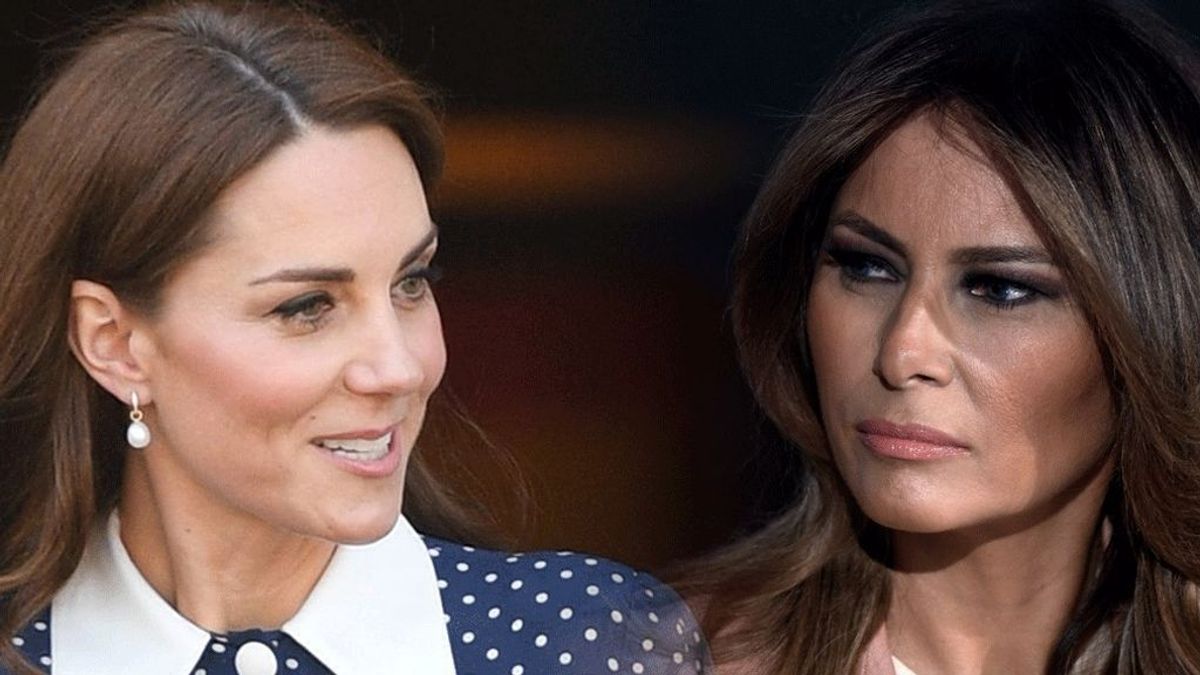 Duelo en blanco nuclear: los looks de Melania Trump y la Kate Middleton en Buckingham Palace, a examen