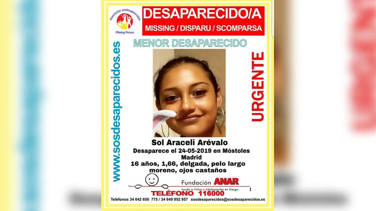 Buscan a Sol Araceli, una menor de 16 años desaparecida en Móstoles desde el pasado día 24