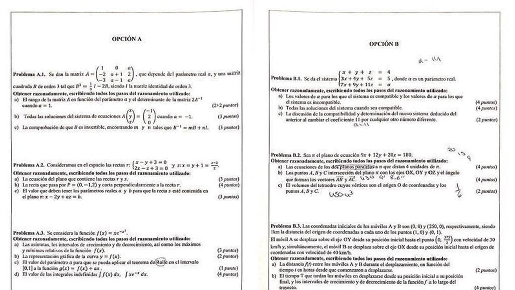 Selectividad matematicas valencia