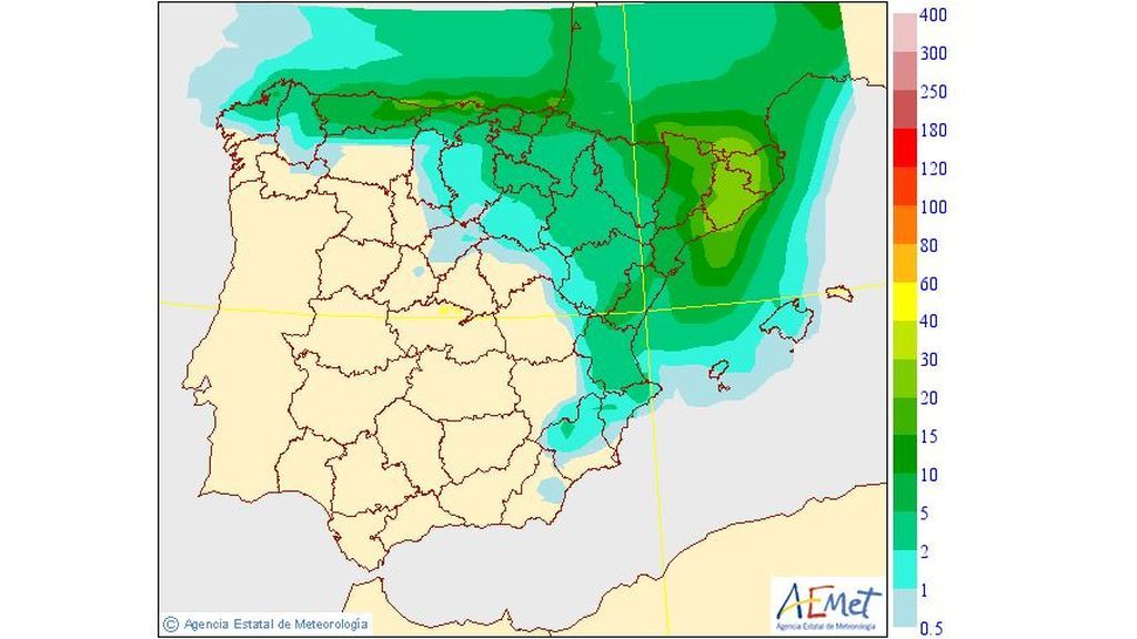 Precipitación media esperada para el martes, 11 de junio