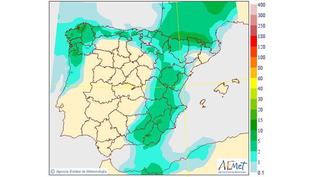Precipitación media prevista para el viernes, 14 de junio / Aemet