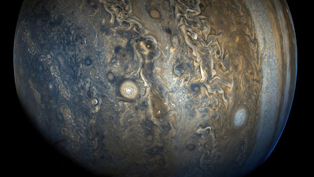Hemisferio sur de Júpiter desde la aeronave Juno de la NASA