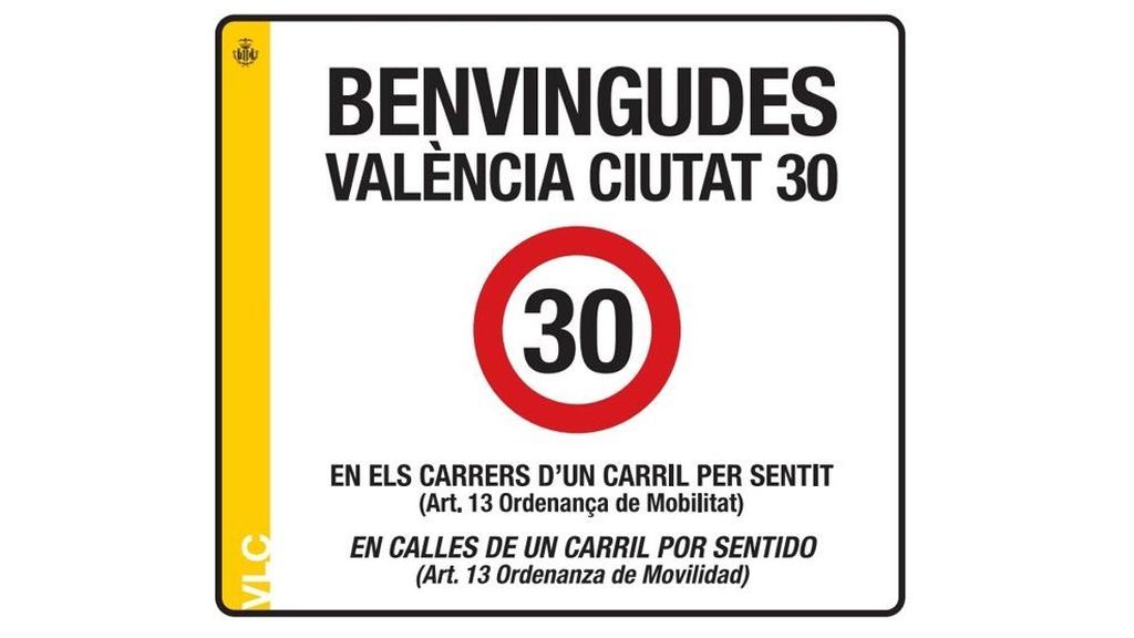 Nuevo cartel de velocidad en Valencia