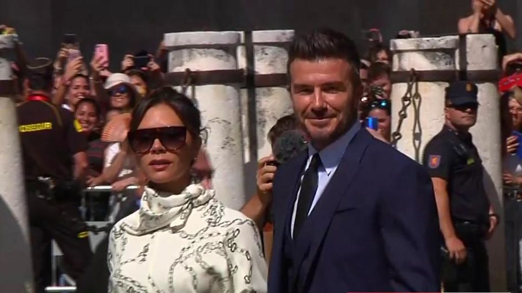 David y Victoria Beckham llegando a la boda de Sergio Ramos y Pilar Rubio
