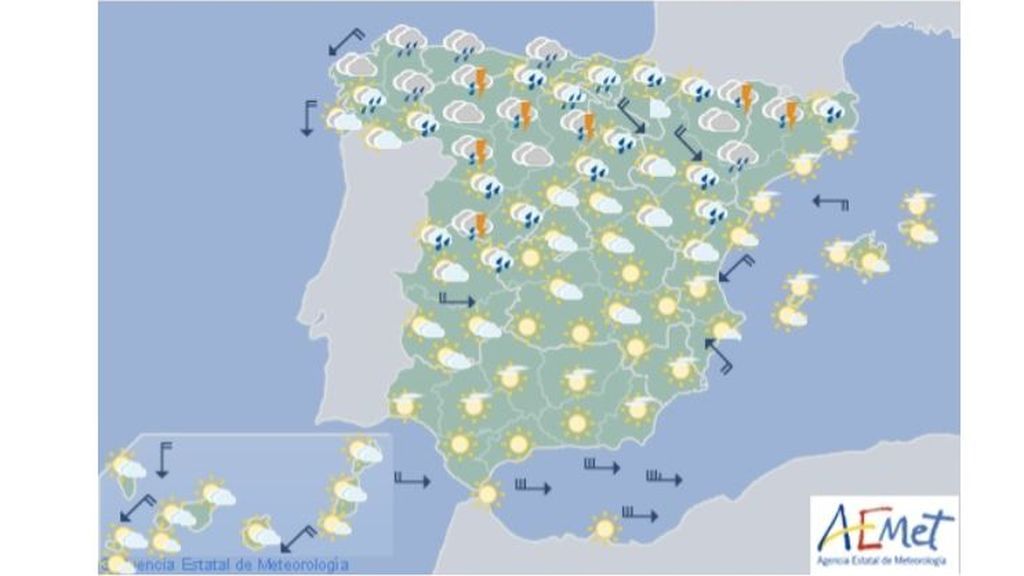 Mapa de predicción previsto para la segunda mitad del jueves, 20 de junio / Aemet