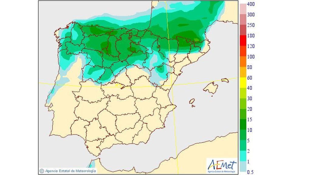 Precipitación media prevista para el jueves, 20 de junio / Aemet