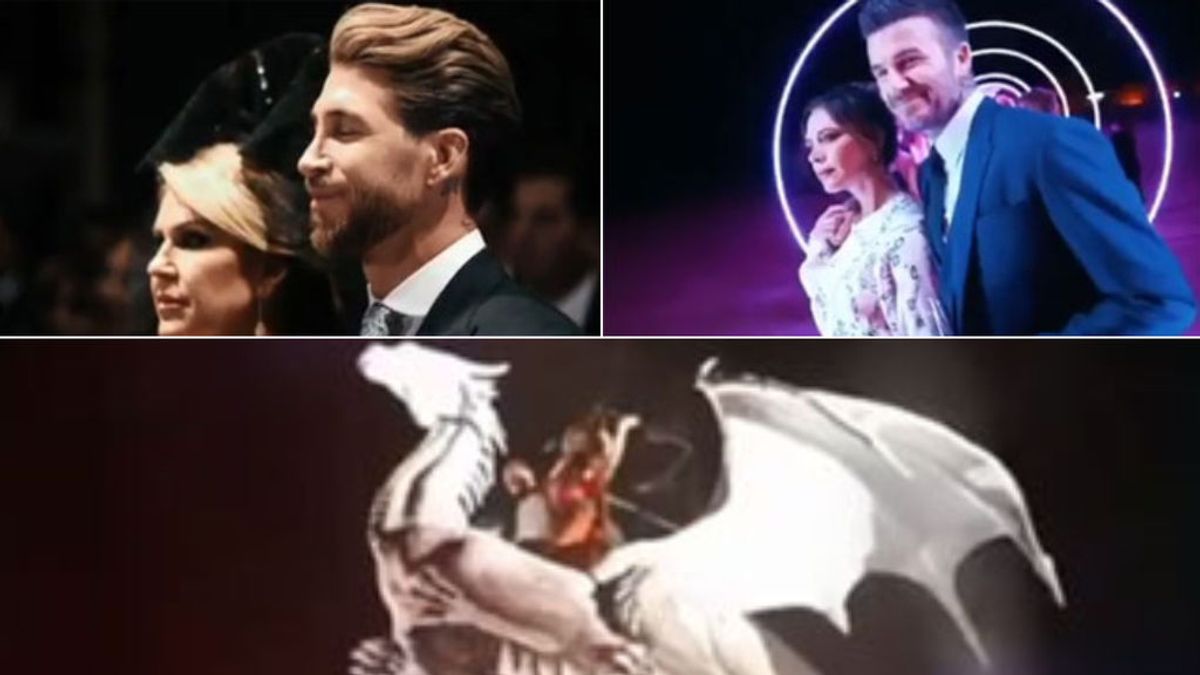 Sergio Ramos publica el vídeo de su boda: La llegada en dragón, Beckham y Victoria y los futbolistas dándolo todo