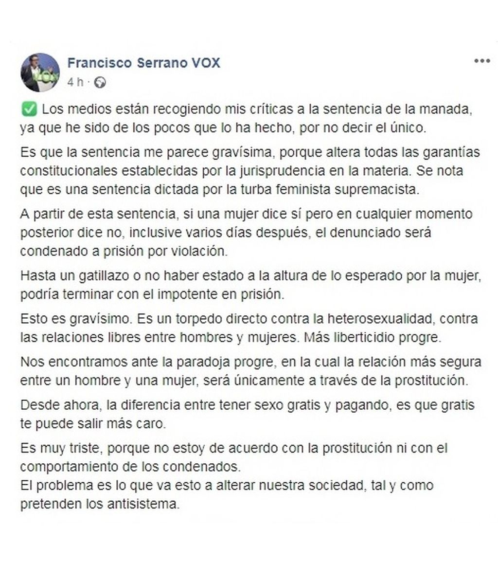 Facebook Serrano borrado