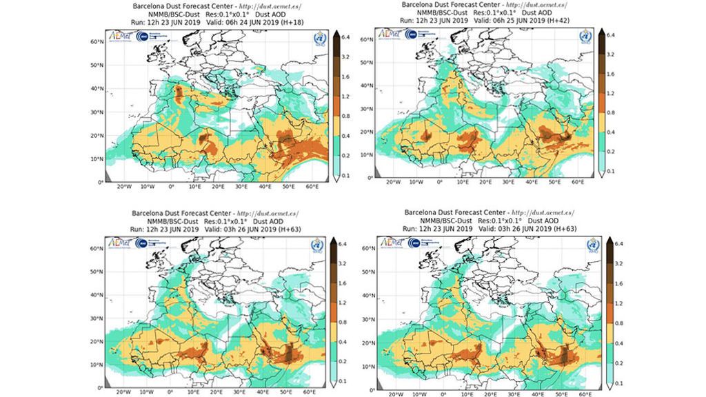 Avance del polvo en suspensión entre el martes y el jueves / Barcelona Dust