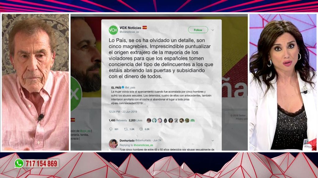 El tuit xenófobo de Vox: tacha de magrebís a los violadores de Cullera cuando los responsables eran españoles