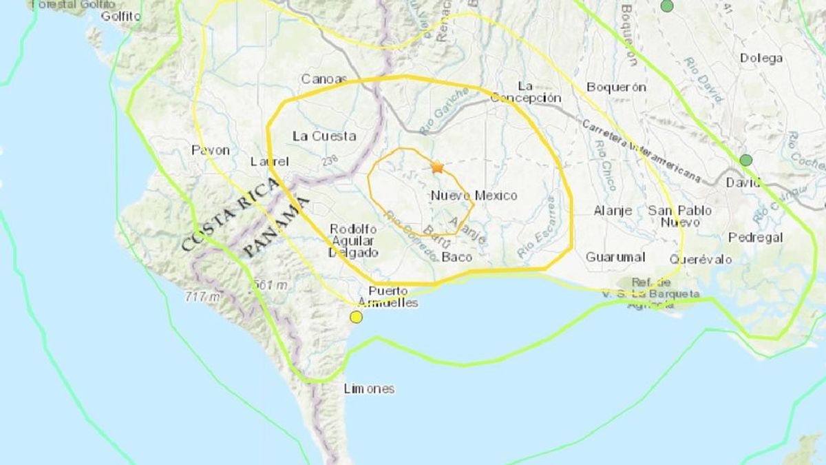 Registran un terremoto de magnitud 6,2 en la frontera entre Panamá y Costa Rica
