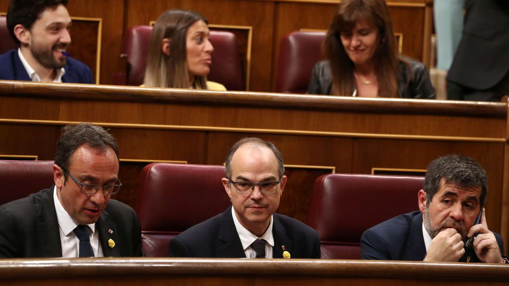 Josep Rull, Jordi Turull y Jordi Sánchez en el Congreso Josep Rull, Jordi Turull y Jordi Sánchez en el Congreso