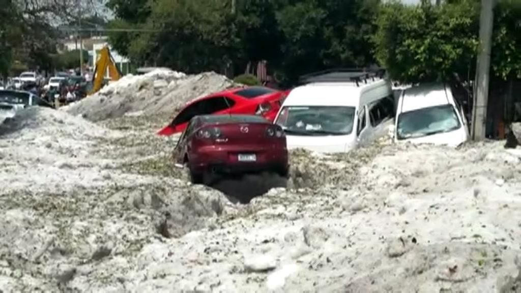 Tormenta de granizo en México