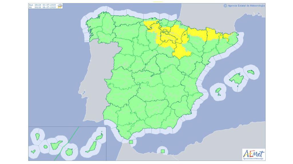 Avisos por tormentas que podrán traer granizo previstos para el miércoles