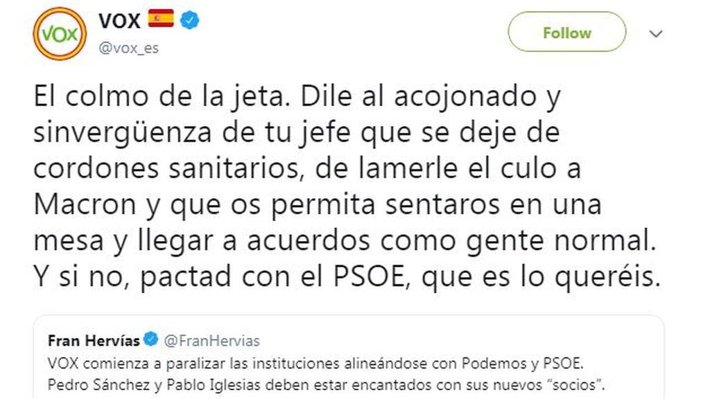 Tuit de Vox.