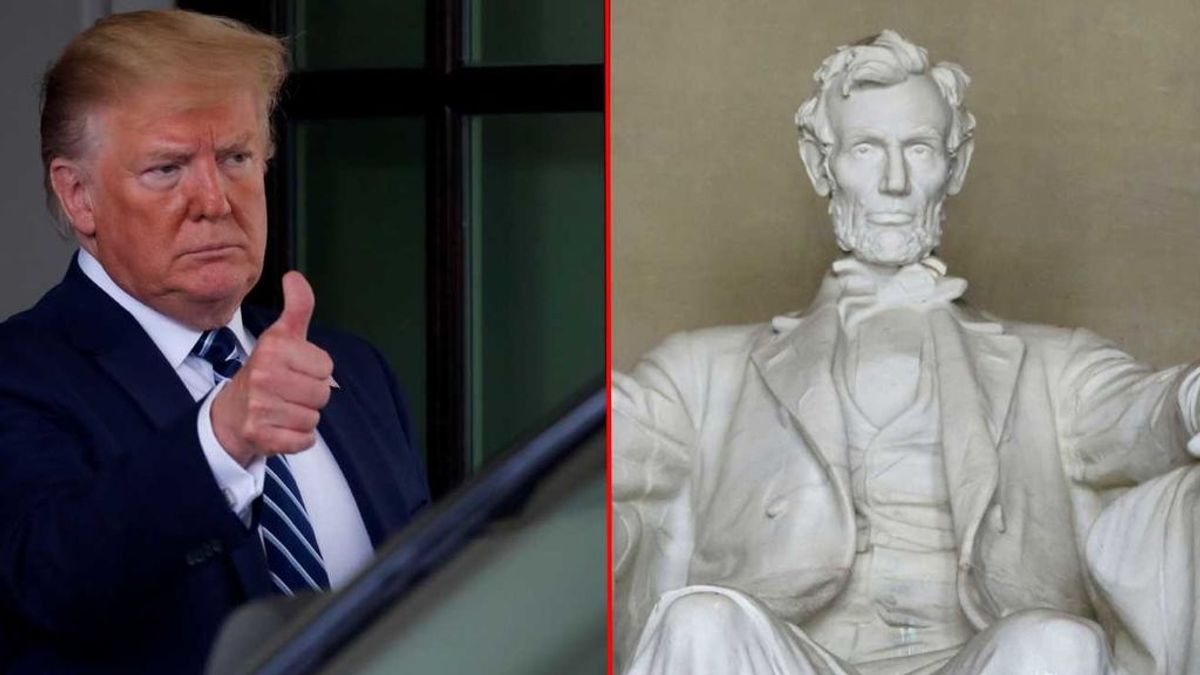 Ni Donnald Trump y la estatua de Lincoln en Washington Ni Donnald Trump y la estatua de Lincoln en Washington
