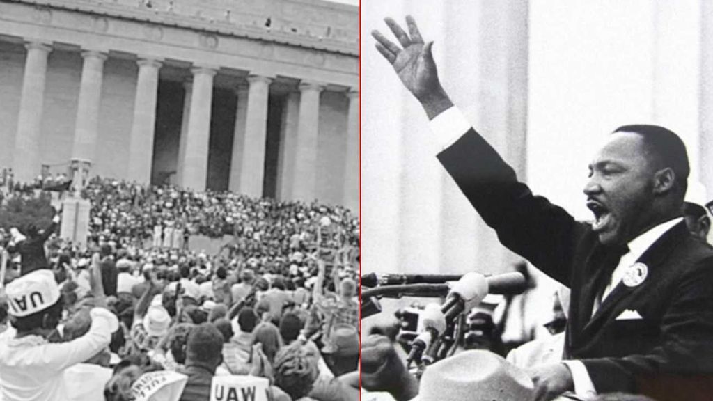 Martin Luther King en el monumento de Lincoln en 1963