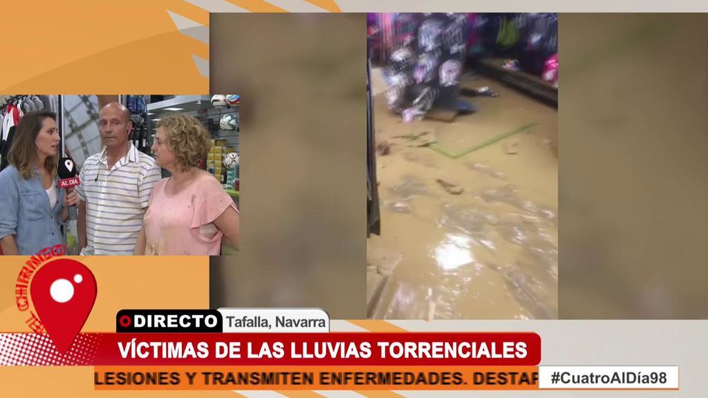 Alicia y José Antonio han perdido todo tras inundarse su tienda en Navarra
