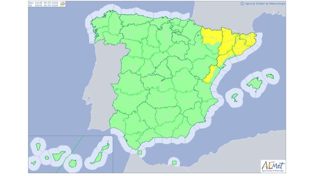 Avisos por tormentas y acumulaciones de agua previstos para el martes / Aemet