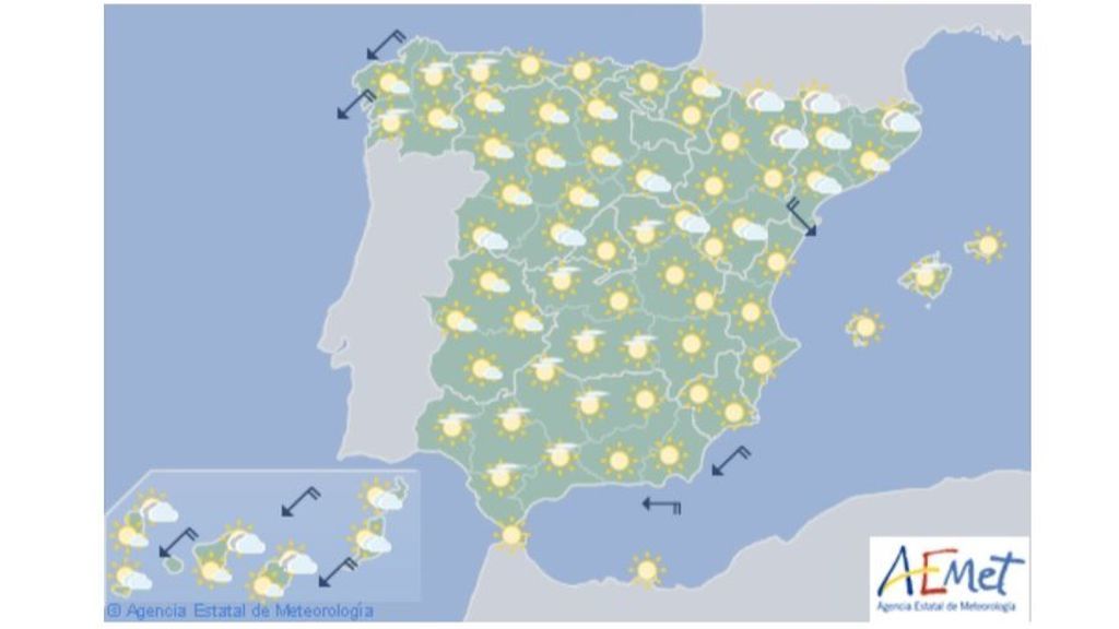 Mapa de previsión para la segunda mitad del miércoles, 10 de julio