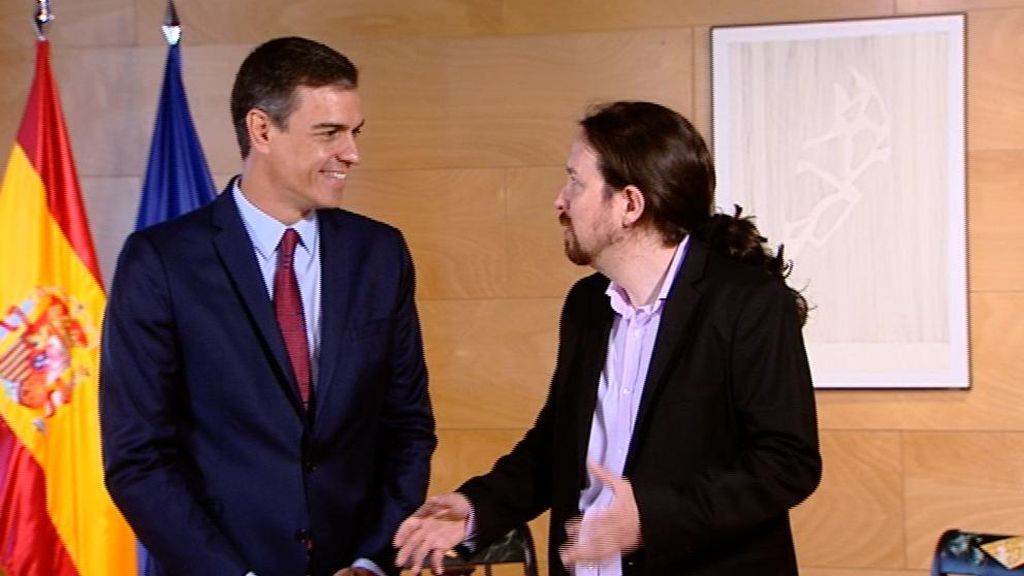 Sánchez e Iglesias en su reunión en el Congreso Sánchez e Iglesias en su reunión en el Congreso