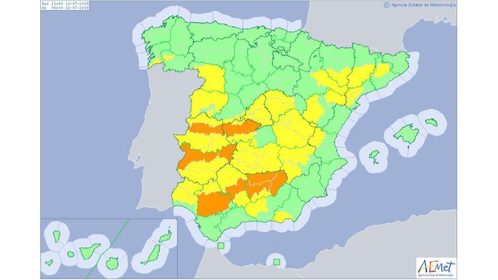 Avisos por altas temperaturas para el jueves, 11 de julio / Aemet